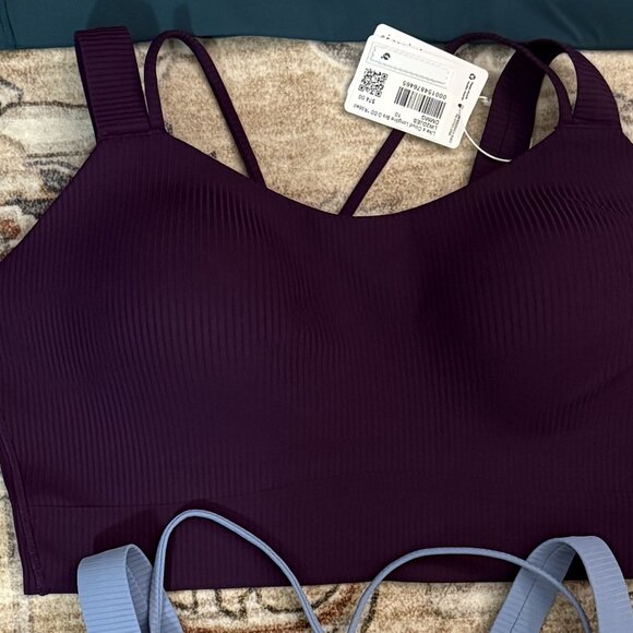 Lululemon Like a Cloud Ribbed Longline Bra Size 10 D/DD - Purple - Picture 2 of 4